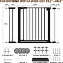 Mumeasy 29.7-40.6" Baby Gate for Stairs, Auto Close Dog Gate for Doorways, Pressure Mounted No Drill Pet Gate with Easy Walk Thru Door, Double Lock, Black