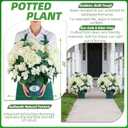 Artificial Hydrangea Bush 20 Inch Potted Faux Hydrangea Plant, UV Resistant Outdoor Hydrangea Artificial Plants for Front Porch, Garden, Patio & Indoor Decor