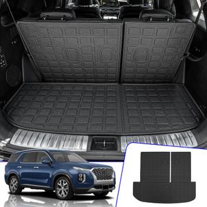 Rongtaod Cargo Mat Compatible with Hyundai Palisade 2020-2025 Trunk Mat Cargo Mat Cargo Liner All Weather Trunk Liner 2024 Palisade Accessories (Trunk Mats with Backrest Mat)
