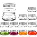 Tebery 12 Pack Home Glass Mason Jars with Silver Metal Lids and Bands, 8-Ounce Wide Mouth Glass Canning Jars for for Canning, Preserving, Meal Prep, Overnight Oats, Jam, Jelly