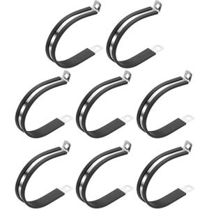PATIKIL 2-1/2 Inch Cable Clamp, 8 Pack 304 Stainless Steel Rubber Cushioned Insulated Pipe Metal Clamp for Tube Pipe Hose Cable Wire Cord Installation