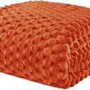 Exclusivo Mezcla Fleece King Blanket for Bed, Extra Large Fuzzy Burnt Orange Bed Blankets, Soft Cozy Plush Sofa Throws for All Seasons, 90x104 Inches