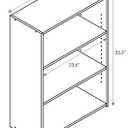 Furinno WRIGHT Book Shelf, 3-Tier Modern Bookshelf, Bookcase with Closed Back, 11.6" x 24.5" x 35.3", for Living Room, Bedroom, Home Office, Soft White