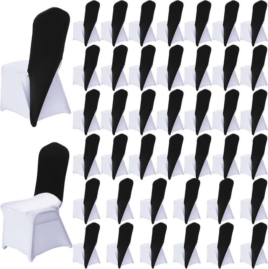40 Pcs Chair Cap Covers Spandex Chair Hood Sash Hat Bands Folding Stretch Elastic Cover for Wedding Holidays Banquet Party Celebration (Black)