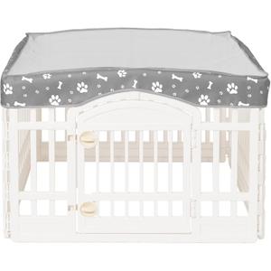 Dog Playpen Mesh Top Cover for 36" Inch Pet Playpen with 4 Panels, Dog Crate Cover Pet Tent Puppy Play Pen Cover, Ideal for Indoor/Outdoor Use. Note: Playpen Not Included (Gray)