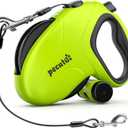 Pecute 32ft Retractable Dog Leash with Poo Bag Holder, Chew Proof Dog Leash with 360 Tangle-Free Extended, Anti-Slip Handle & Quick Brake Button, Suitable for Dogs Up to 110lbs in Weight (Green)