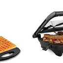 Hamilton Beach Non-Stick Belgian Waffle Maker with Indicator Lights, Makes 4 4" x 5" Mini Waffles & Electric Panini Press Grill with Locking Lid, Opens 180 Degrees