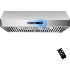 Under Cabinet Range Hood 30 inch, Kitchen Hood 900 CFM Stainless Steel with Gesture & Remote Control, 3-Speed Fan, Time Setting, Dishwasher Safe Baffle Filters, Range Hoods Ductless Convertible Duct