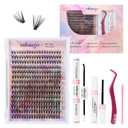 DIY Lash Extensions Kit 280PCS Individual Lashes Clusters,9-16mm MIX 30D Fluffy and Natural False Eyelashes,Wispy and Volumn,with Lash Bond and Seal,Tweezers,Glue Remover,Easy Use At Home