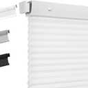 Boolegon No Drill Cellular Shades for Indoor Windows,White,25" w X 48" H | Noise Reducing & Thermal Insulating Honeycomb Blinds,Cordless Free Stop Light Filtering Blinds Easy to Install