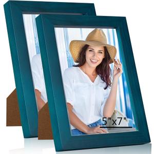 5x7 Picture Frame for Wall Hanging or Tabletop Display, Wall Mounting Horizontally or Vertically,Photo Frame with HD Plexiglass for Photos, Posters & Art Prints,Navy Blue,Frame,2 Pack