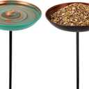 VEWOGARDEN 2 Pack Bird Bath for Outside Vintage Metal Bird Bath with Stake Outdoor Birdbath Set for Garden, Patio, Lawn Decor