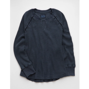 AE Big Hug Notch Neck Waffle Sweatshirt M