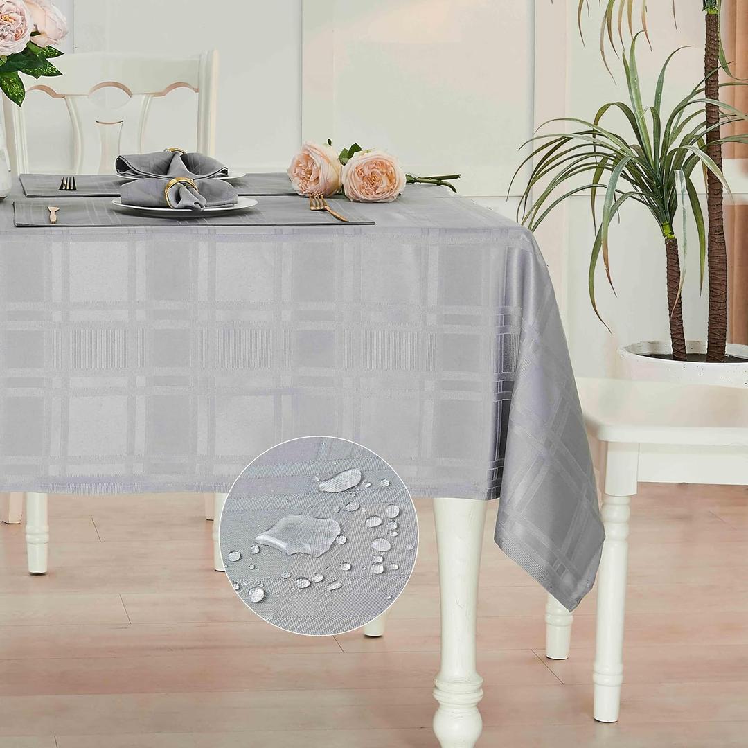Rectangle Table Cloth Linen Farmhouse Stainproof Waterproof Washable Polyester Oblong Rectangular Fabric Table Cover for Kitchen Dining Dinner (Grey01, 70" x 52" (Rectangular)) Rectangle Table Cloth Linen Farmhouse Stainproof Waterproof Washable Polyester Oblong Rectangular Fabric Table Cover for Kitchen Dining Dinner (Grey01, 70" x 52" (Rectangular))