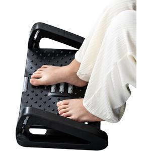 Ergonomic Under Desk footrest with Adjustable Height and Foot Massage Roller, Ideal Desk Foot Rest for Office Work, Black Foot Stool for Under Desk Comfort