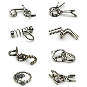 8 Sets Metal Brain Puzzles Primary Brain Teasers for Adults Kids, IQ Test Games