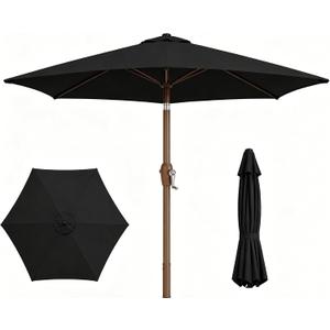 7.5ft Patio Umbrella, Outdoor Table Market Umbrella with Smooth Crank Lift, 6 Windproof Fiberglass Ribs, UPF50+ UV Protection for Deck, Pool, Garden and Backyard