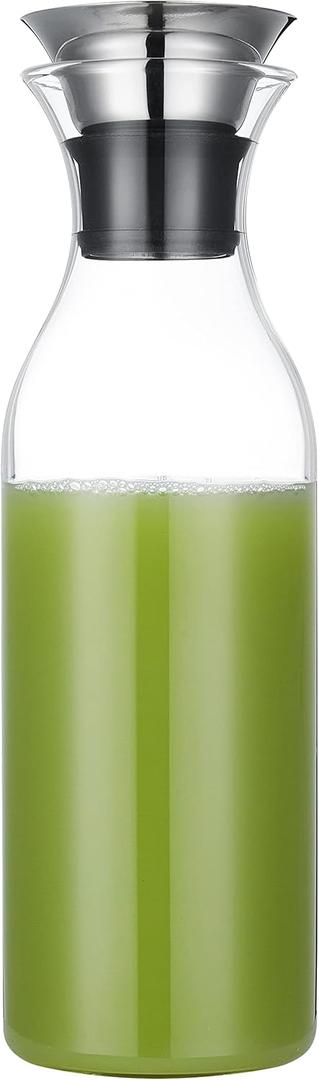 Karafu 50 Ounces/1.5 Liter Glass Carafe with Lid, Borosilicate Glass Pitcher for Hot/Cold Water, Ice Tea and Juice Beverage