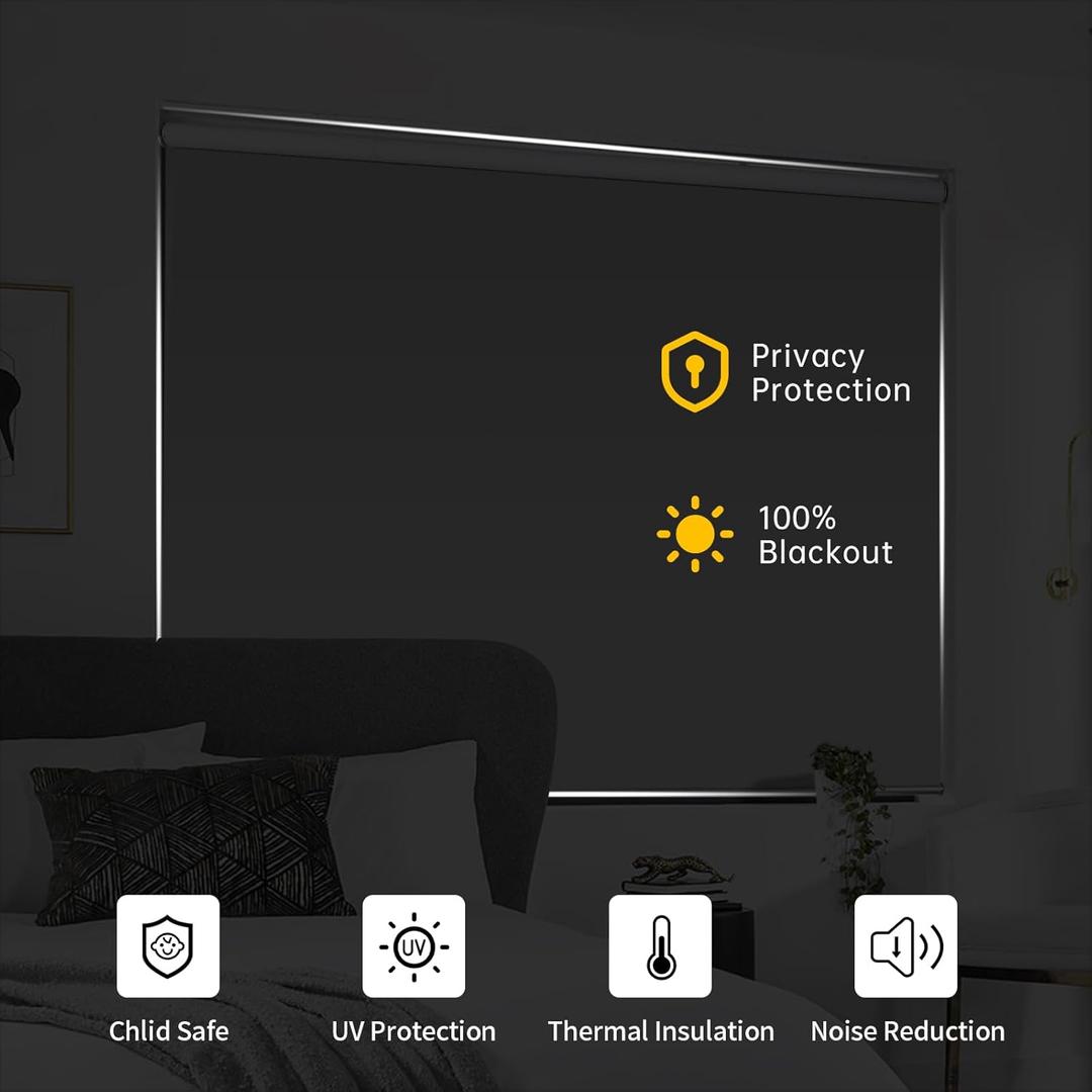 Homebox Roller Blind, Black , 55 "w x 72" h