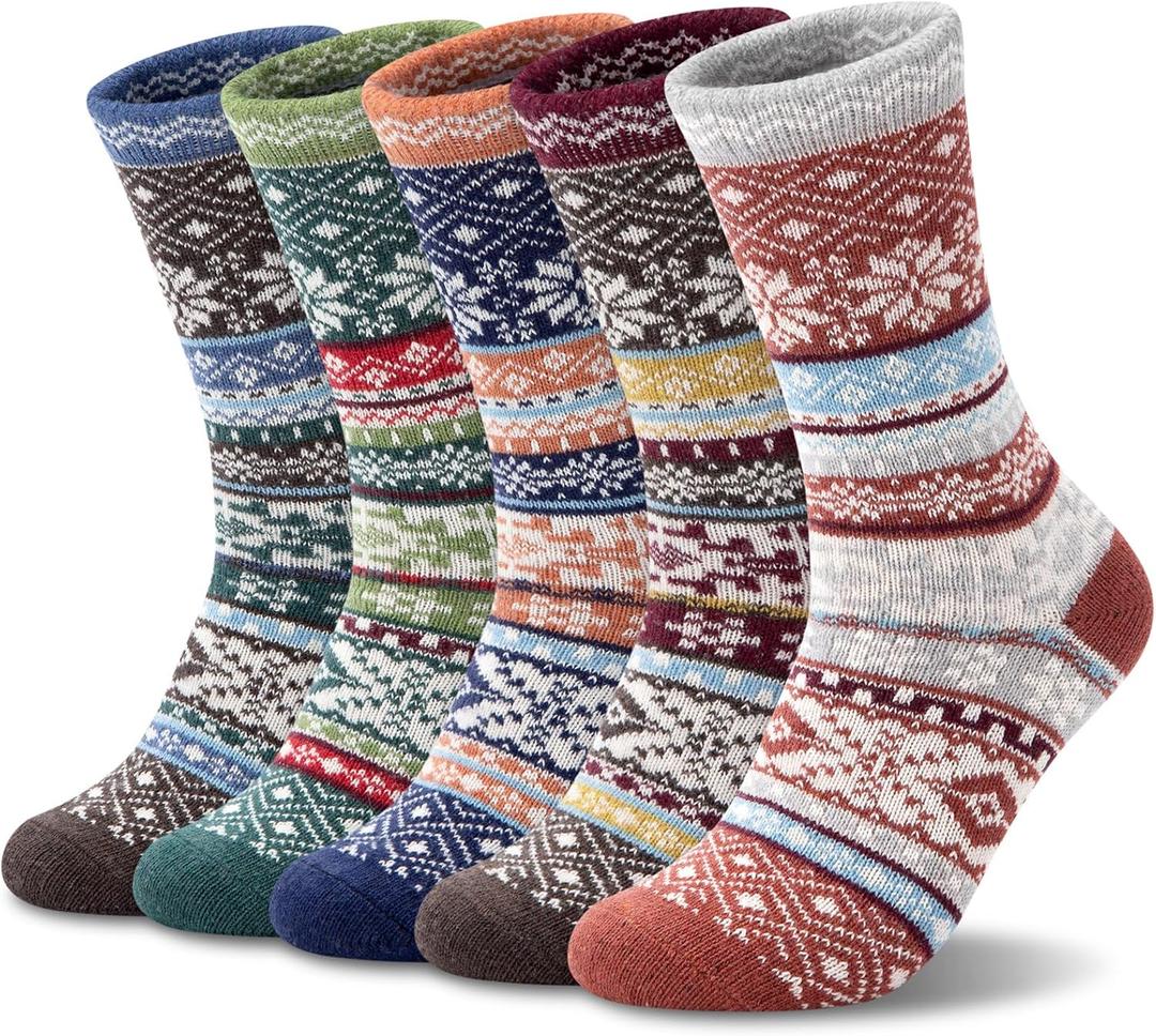 Mens Merino Wool Socks Thermal Winter Sock Thick Warm Wool Socks Holiday Gifts for Men Suitable for Home and Outdoor (A1-blue/Green/Orange/Red/White)