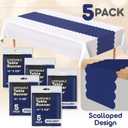 Navy Blue Plastic Disposable Table Runner. 5 Pack 14 x 108 inch. Scallop Table Runner Adds A Pop of Color to Your Party Table, by Swanoo