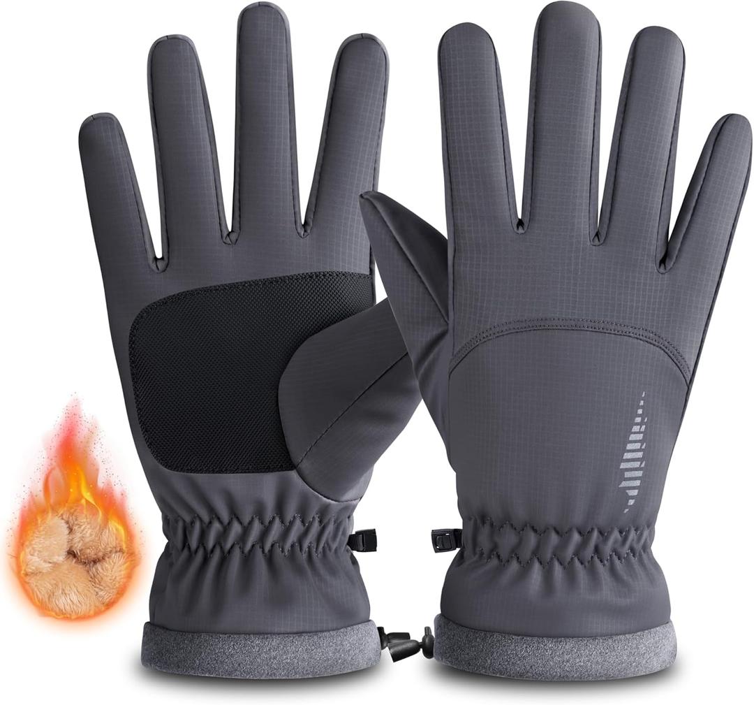 rivmount Winter Waterproof Ski Snow Warm Gloves for Women Men, Windproof Cold Weather Thermal with Touchscreen Fingers, for Running Driving Cycling Hiking Biking Outdoor Sports Daily Work (Medium, Gray)