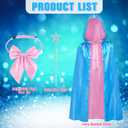 Fairy Godmother Costume Set, Fairy Costume Accessories with Blue Fairy Hooded Cloak Bow Tie Star Stick for Women