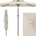 AreShark 6.5'x10' 2 Tiers Rectangular Patio Umbrella - Outdoor Umbrella Waterproof UV Protection, Market Table Umbrella w/Push Button Tilt for Pool, Lawn, Balcony(Ivory)