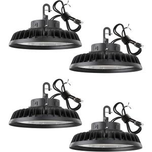 YXL 400W 4Pack Super Bright UFO Led Shop Lights, 60,000LM 100-277V, 5000K, 0-10V Dimmable, US Plug 6' Cable, High Bay Lights for Shop, Barn, Warehouse, UL Listed