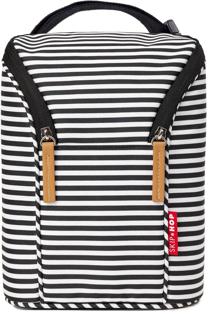 Skip Hop Baby Breastmilk Cooler Insulated Bottle Bag, Grab & Go, Chevron (Black White)