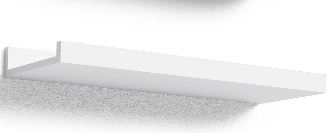 Boswillon Floating Shelves Wall Mounted  Modern White Shelves for Bedroom, Nursery Shelves with Lip, Display Picture Ledge Shelf for Wall Decor Living Room Bathroom Kitchen - White