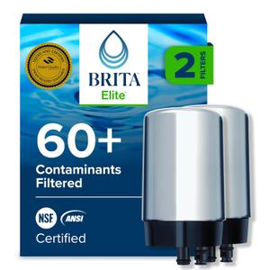 Brita Replacement Water Filter for Faucet Mount, Removes 99% of Lead, Sink Filtration System, Chrome, 2 Count