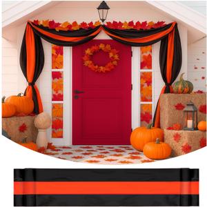 Fall Bunting Thanksgiving Day Dcor Autumn Banner Halloween Bunting Flag- 3 Stripe Orange & Black Bunting Flags Trick or Treat Decor Outside Wall Garden Porch Indoor Home - 24" x 240"