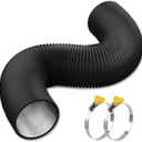 Reinforced Dryer Vent Hose 4 inch 8 FT with 2 Key Hose Clamps, Heavy Duty Flexible Duct Hose for Laundry, Grow Tent, Bathroom Exhaust Fan
