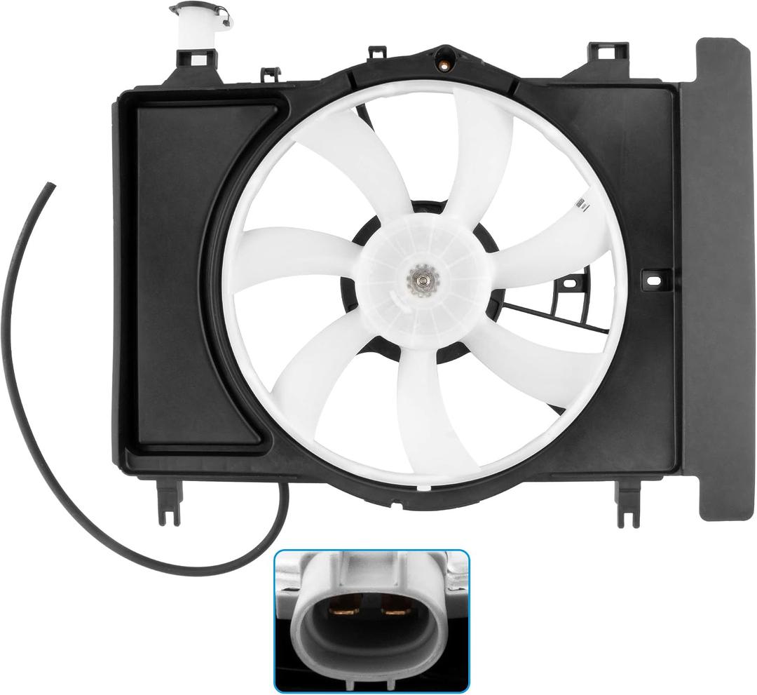 BOXI Radiator Condenser Cooling Fan Assembly Fits for Toyota Yaris 2007 2008 2009 2010 2011 2012 2013 2014 Hatchback/Sedan 16711-21110 620-549 621620