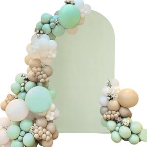 Chiara Spandex Fitted Wedding Arch Backdrop, Round Top Arch Stand Cover for Wedding Birthday Party Baby Shower Banquet Decoration (Light Sage Green, 6FT)
