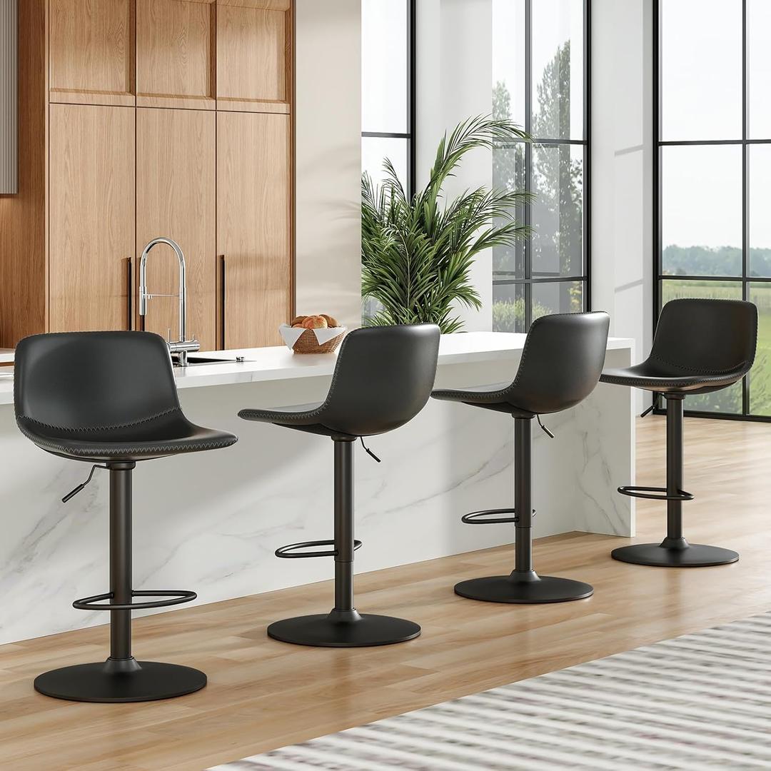 Swivel Bar Height Stools Set of 4 Adjustable Barstools