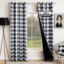MIULEE Buffalo Plaid Curtains for Farmhouse Bedroom, Blackout Window Drapes with Grommets for Living Room Darkening Light Blocking and Thermal Insulated Set of 2 Panels, W 52" x L 90" Black and White