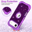 LONTECT for iPhone Air Case Glitter Sparkly Bling 3 in 1 Shockproof Heavy Duty Hybrid Sturdy High Impact Protective Cover Case for Apple iPhone 17 Air 6.5 inch 2025,Violet