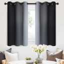 SimpleHome Ombre Curtains for Bedroom 36 Inch Length with Grommet Gradient Light Blocking Black Gradient Window Curtains for Living Room 2 Panels 42 x 36 Inch