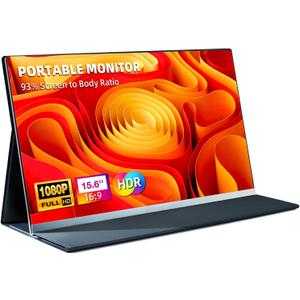15.6" Portable Monitor for Laptop - Ultra-Thin 1080P FHD 93% Screen Ratio 120% sRGB Wide Color HDR USB-C HDMI Display Gaming Monitor with Smart Cover & Stand for PC MAC Phone PS4/5 Xbox Switch
