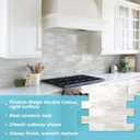 STICKGOO 10-Sheet Subway Tile Peel and Stick Backsplash, Seamless Design Polished Eurasia Beige Kitchen Backsplash Wall Tiles, Glossy Surface Waterproof Stick on Tile for Bathroom, RV, Fireplace