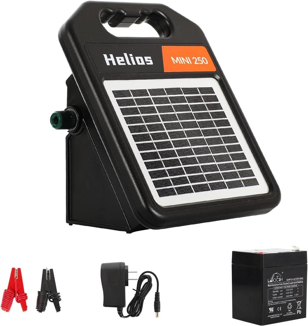 Andmon MINI250 Solar Electric Fence Charger with Day or Night Mode, 0.18Joule Portable Solar Fence Charger (MINI250-Rear switch)