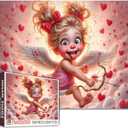 1000 Piece Cute Cupid Jigsaw Puzzles for Adults and Beginner Playful Little Girl Angel Puzzles Challenging Family Activity Games DIY Floating Love Heart Puzzle for Home Decor Gifts 19.7 x 27.6 in