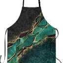 CIAIDU Mother's Day Gifts Abstract Black Marble Green Malachite Apron, Stocking Stuffers Adult Aprons for Women and Men, Personalized Cooking Gifts, Professional Aprons for Chefs Grill Bistro Baking