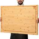 36 x 24 Extra Large Bamboo Cutting Board for Kitchen, Cutting Board Stove Top Cover with Handle, Butcher Block Chopping Board with Juice Groove, Large Charcuterie Board Over the Sink (Natural)