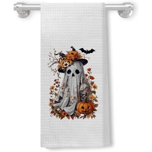 5 x Halloween Kitchen and Bathroom Towels - Fall Floral Ghost Pumpkin Decorative Hand Dish Tea Towels, 16x24 Inches (Color 01) 5 x Halloween Kitchen and Bathroom Towels - Fall Floral Ghost Pumpkin Decorative Hand Dish Tea Towels, 16x24 Inches (Color 01)