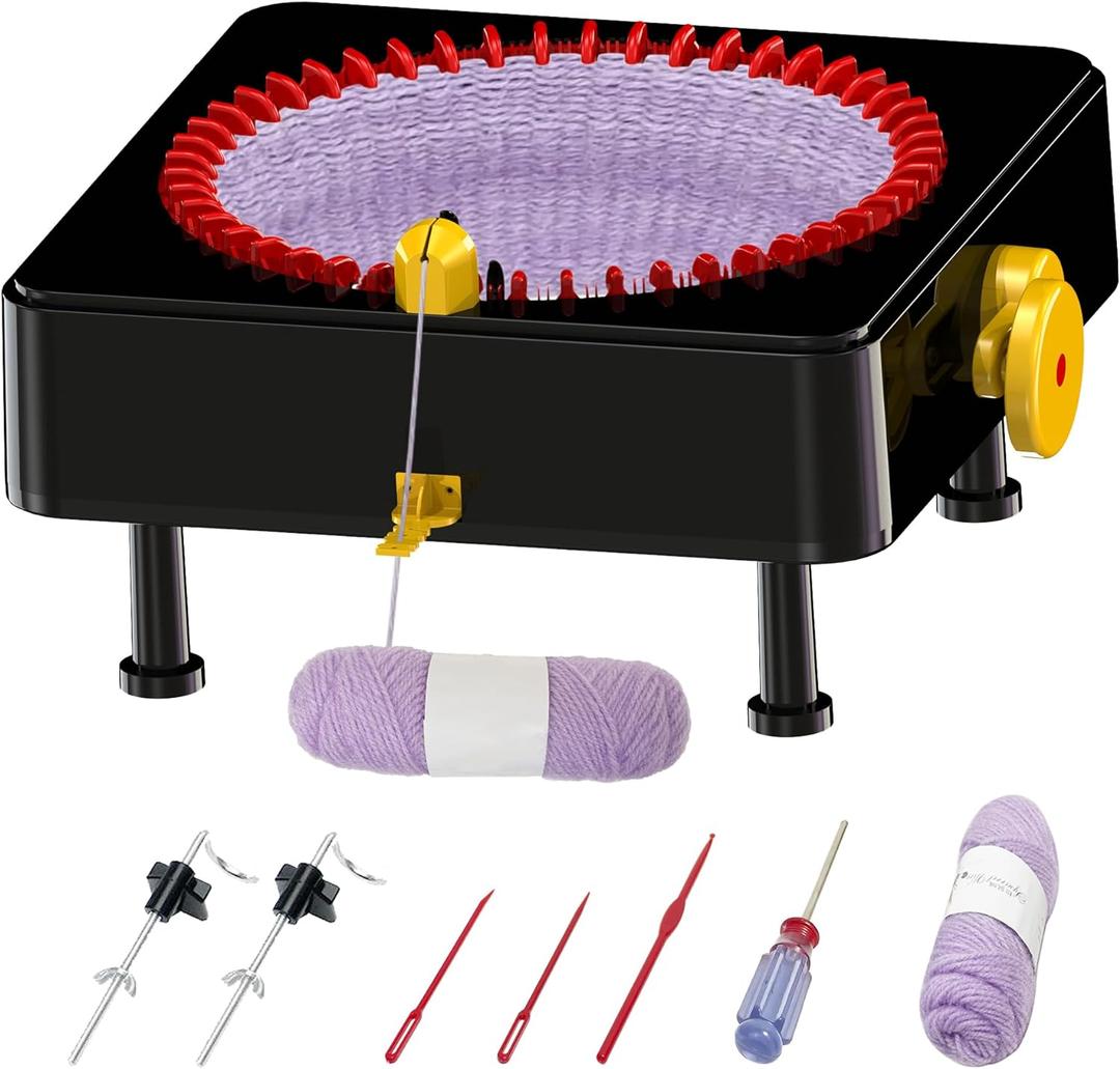 48 Needles Knitting Machine, Hand Crank Knitting Loom Machines for Adults, Knitting Board Rotating Double Knit Machine Kit (No Electric Function)