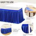 Wish Care 9ft Long Royal Blue Table Skirt for Rectangle Tables Decorations - Wrinkle Resistant Polyester Pleated Table Skirting Desk Skirts for Office Baby Shower Birthday Party Wedding Banquet