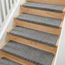 MBIGM Bullnose Carpet Stair Treads, 14 Pack, 9.5"x30", Metal-Reinforced
PP tufted carpet with PP grid base, steel-core support, nonwoven cushioning and TPR adhesive backing for indoor stairs